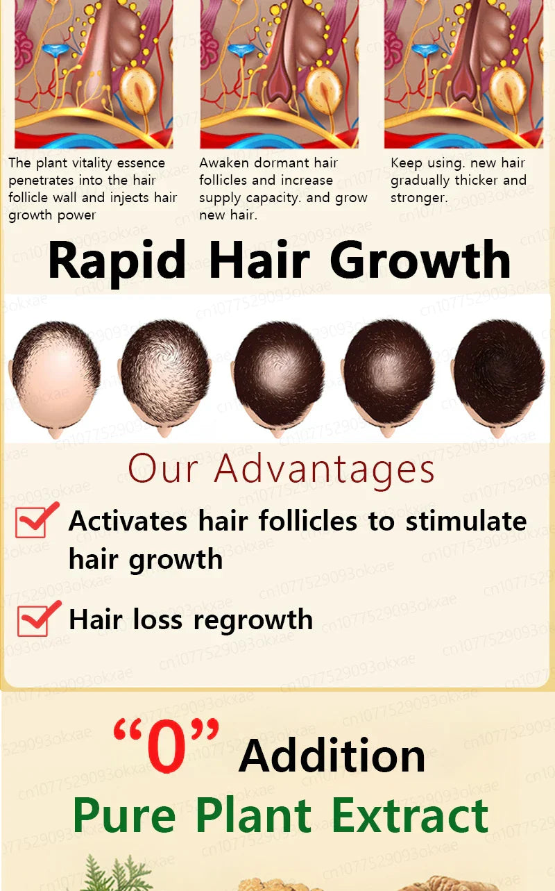 Hair growth essential oil, effectively repair baldness and hair loss, new hair growth